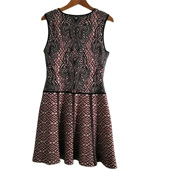 BCBG MaxAzria size L skater Anne Jacquard knit Sweater Dress whisper Pink womens - Picture 2 of 7